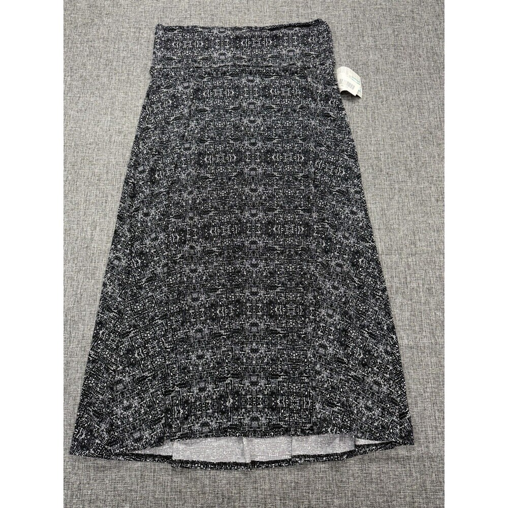 LuLaRoe NWT Sz 2XL Black White Geometric Print Stretch Maxi Skirt Boho